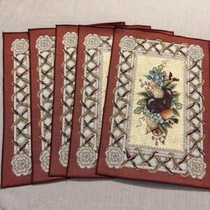 Manual Woodworkers Weavers Jubilee Tapestry Placemats Set of 5 Wine Grapes USA